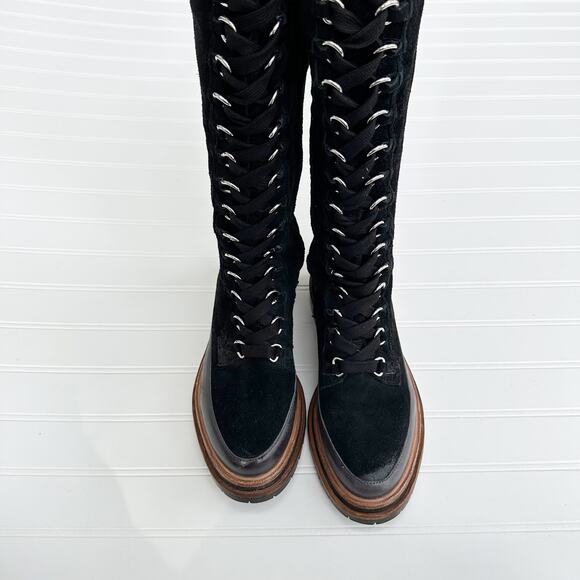 Free People Holden Tennessee Black Suede Over the Knee Lace Up Platform Boots 37 - Picture 2 of 13
